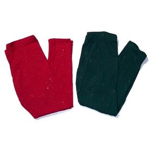 🆕 BUNDLE ✨ | 2 Glitter Leggings [ Red + Green ]
